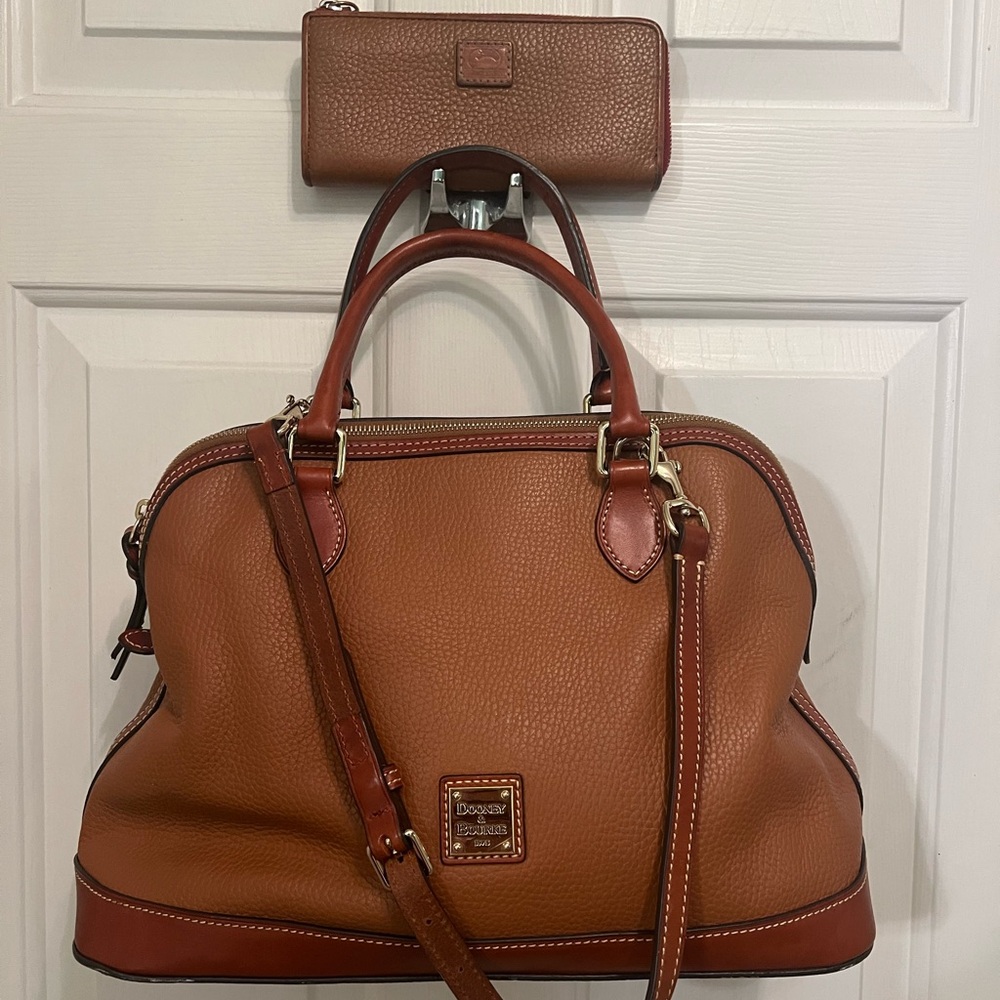 Dooney & Bourke Brown Leather Satchel with Wallet